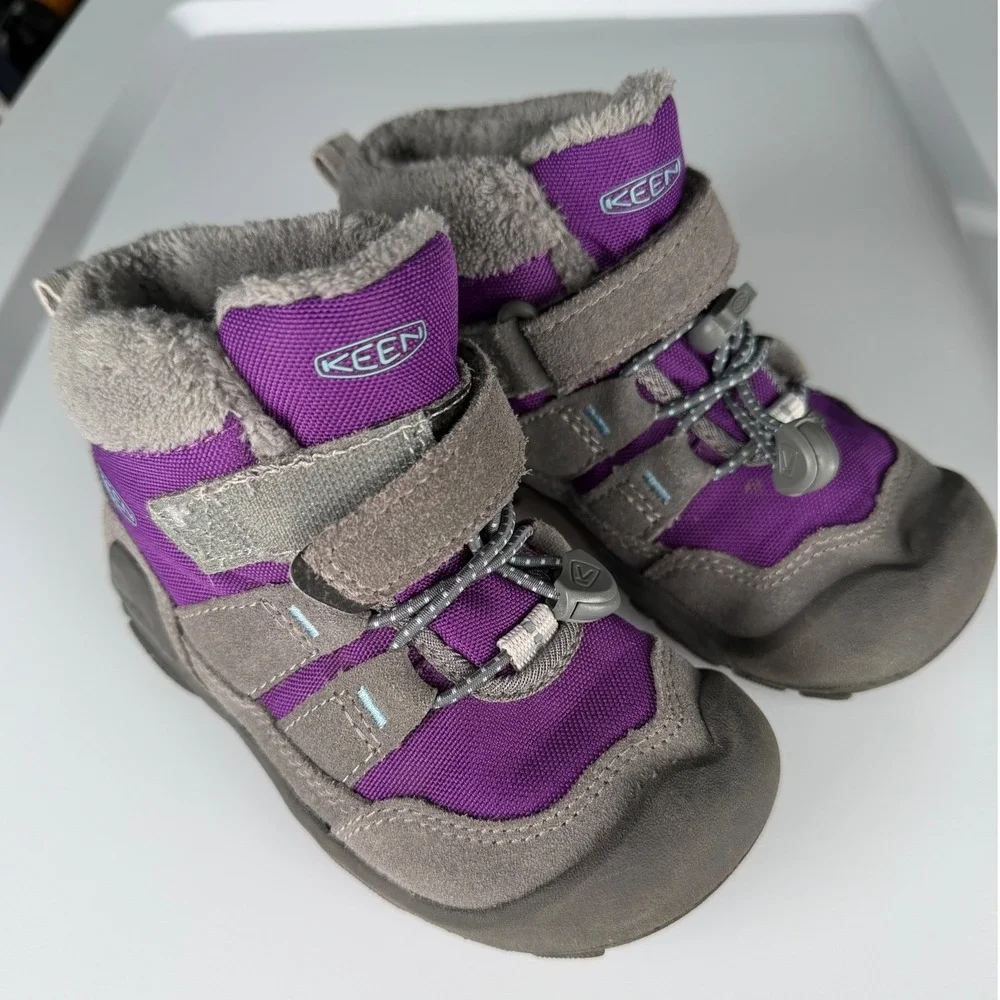 Keen Kids Winter Snow Boots Purple Faux Fur Lined Insulated Sz 9 Toddler 1026741